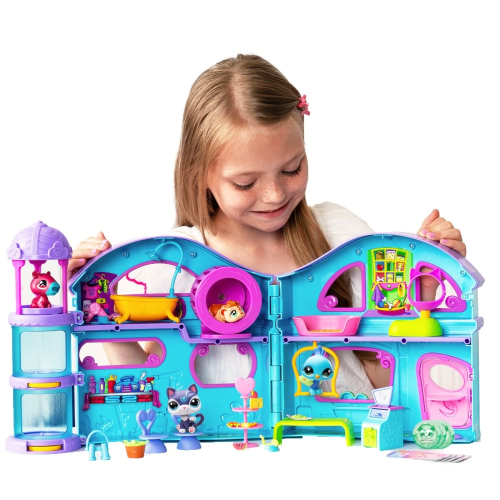 Set 4 figurine si 20 accesorii, Littlest Pet Shop, Deluxe Playset