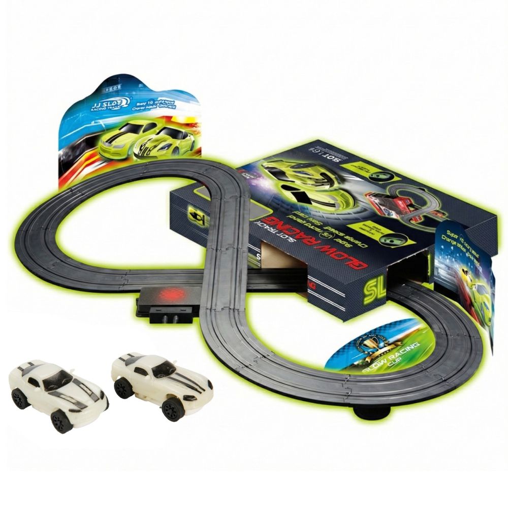 Set pista de curse cu 2 masini, Glow Racing, Slot Track, 1:64