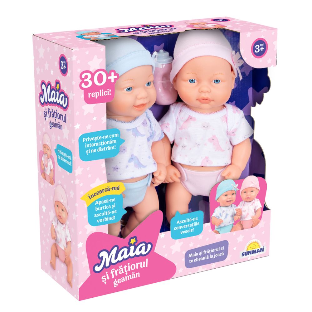 Set doua papusi bebelusi Maia si fratiorul geaman