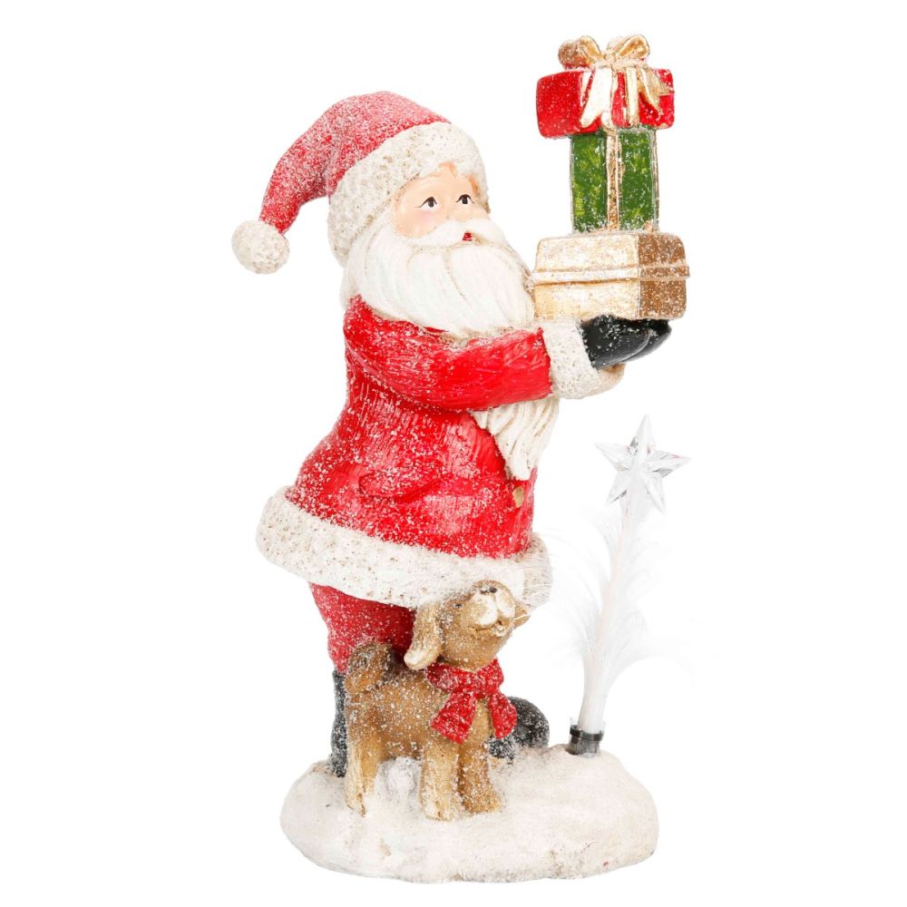 Figurina decorativa, Alska, Mos Craciun cu cadouri si catel