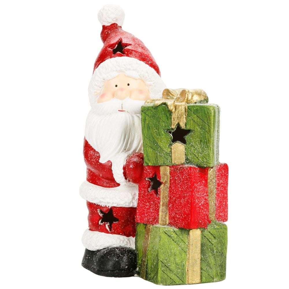 Figurina decorativa, Alska, Mos Craciun cu 3 cadouri