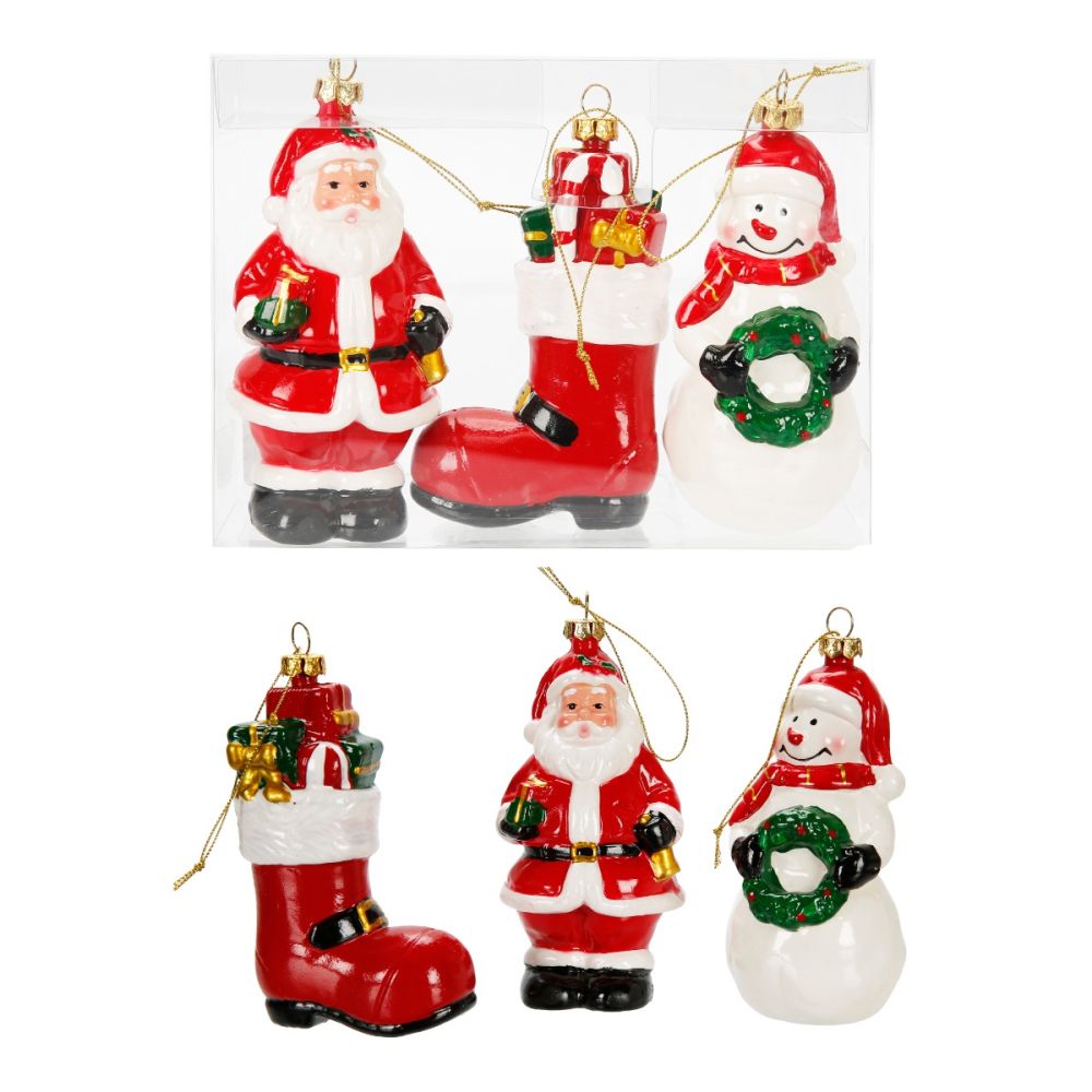Set 3 decoratiuni, Alska, Om de zapada, Mos Craciun si gheata cu cadouri