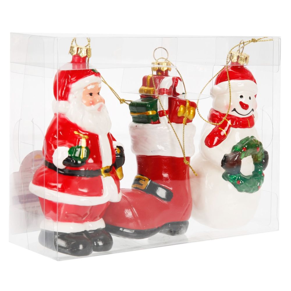 Set 3 decoratiuni, Alska, Om de zapada, Mos Craciun si gheata cu cadouri