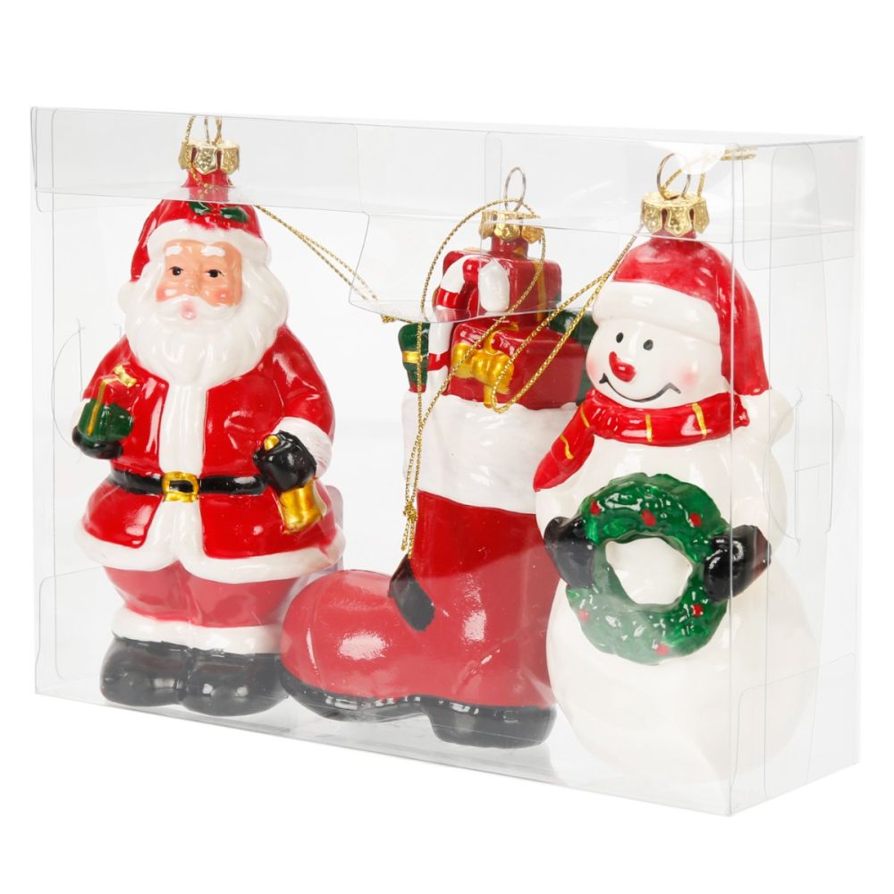 Set 3 decoratiuni, Alska, Om de zapada, Mos Craciun si gheata cu cadouri