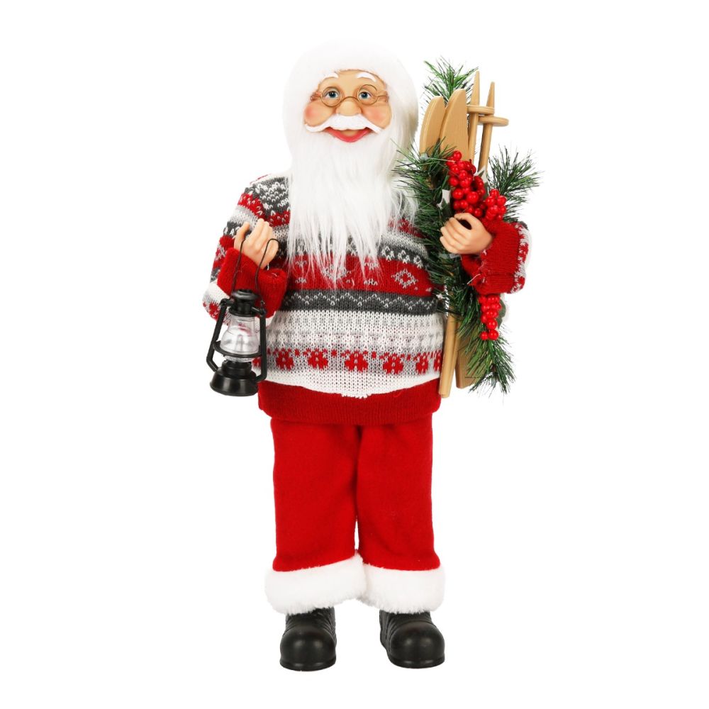 Figurina decorativa, Alska, Mos Craciun cu felinar, 46 cm