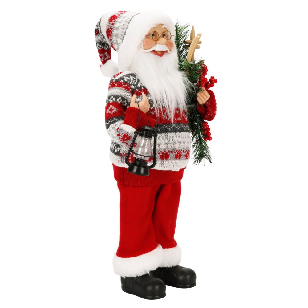Figurina decorativa, Alska, Mos Craciun cu felinar, 46 cm