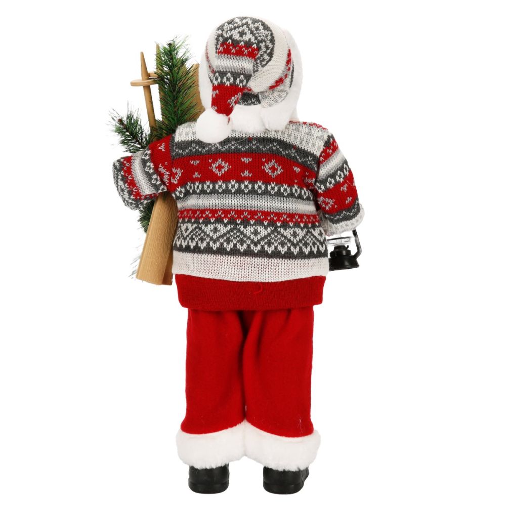 Figurina decorativa, Alska, Mos Craciun cu felinar, 46 cm