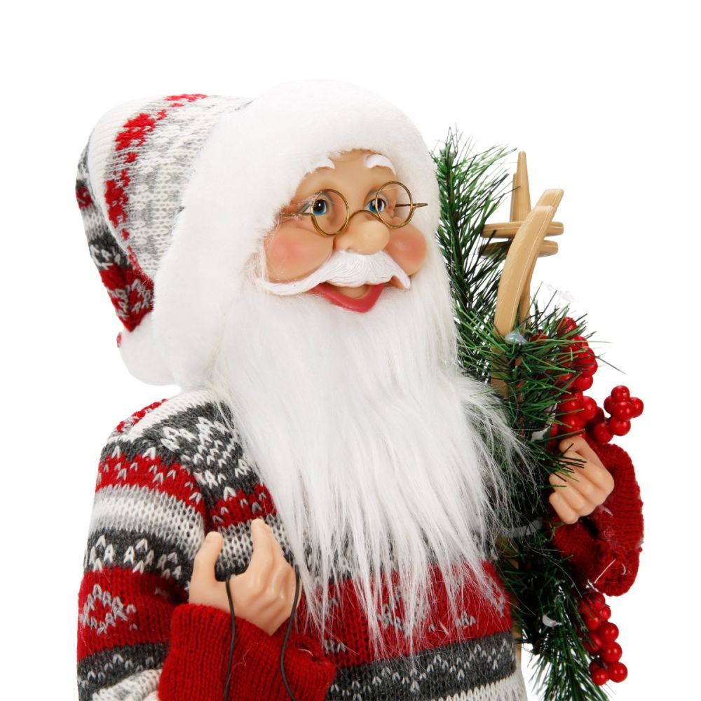 Figurina decorativa, Alska, Mos Craciun cu felinar, 46 cm