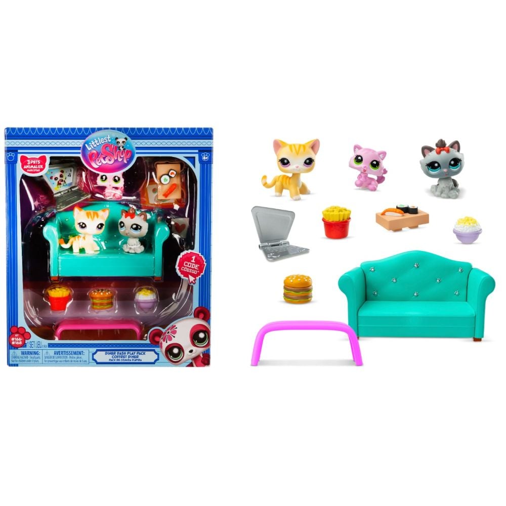Set 3 figurine, Littlest Pet Shop, Diner Dash