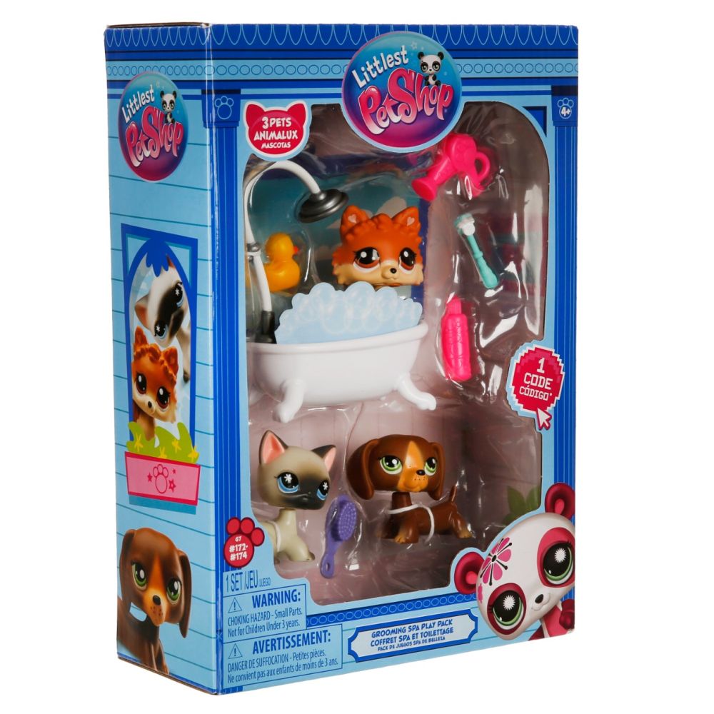 Set 3 figurine cu accesorii, Littlest Pet Shop, Grooming Spa