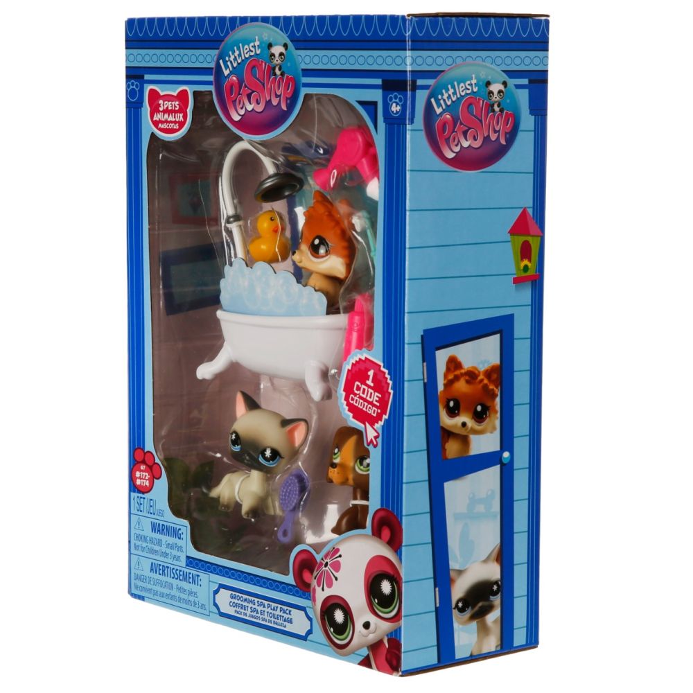 Set 3 figurine cu accesorii, Littlest Pet Shop, Grooming Spa