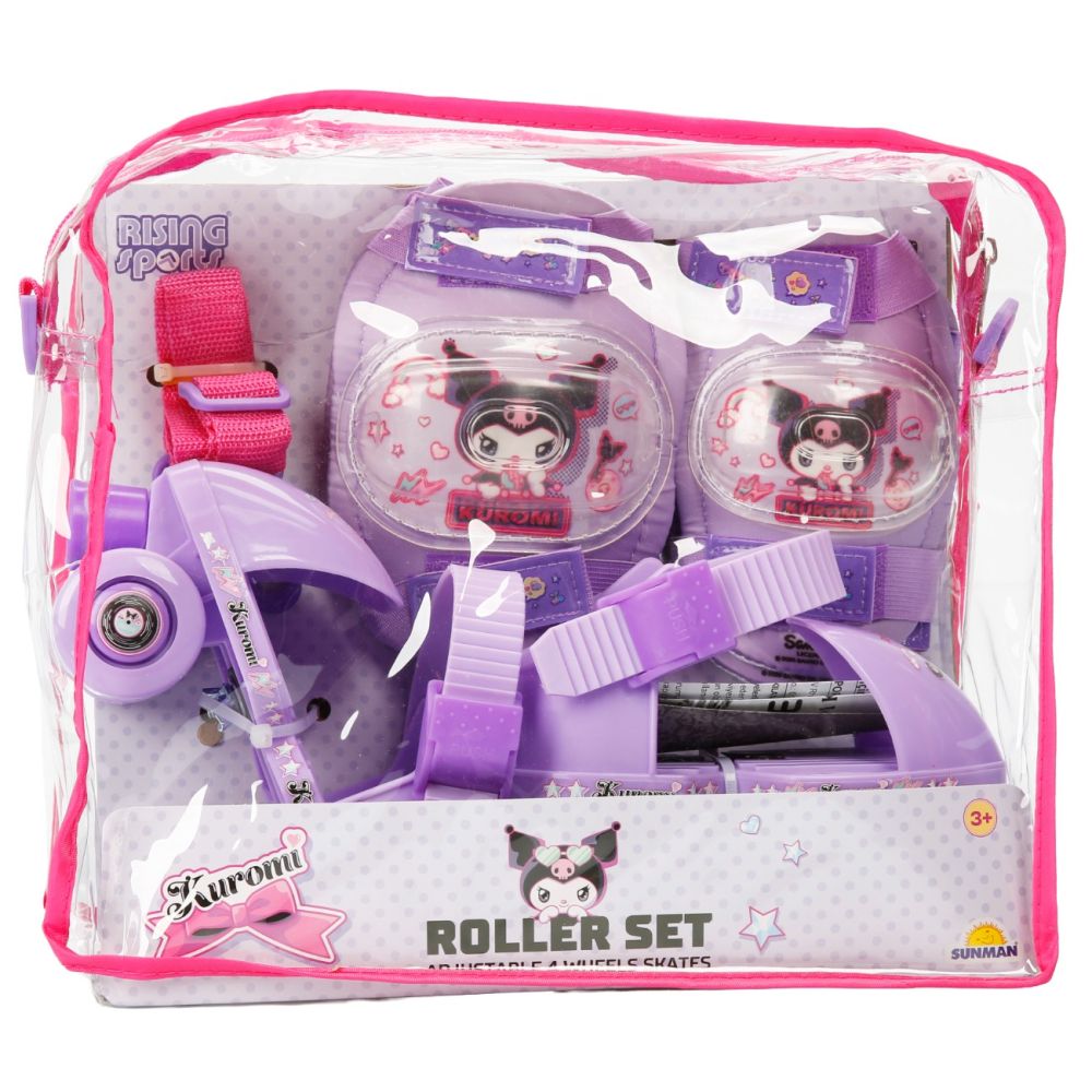 Set patine cu rotile si protectii, Rising Sports, Kuromi, Marime 25-31, Mov