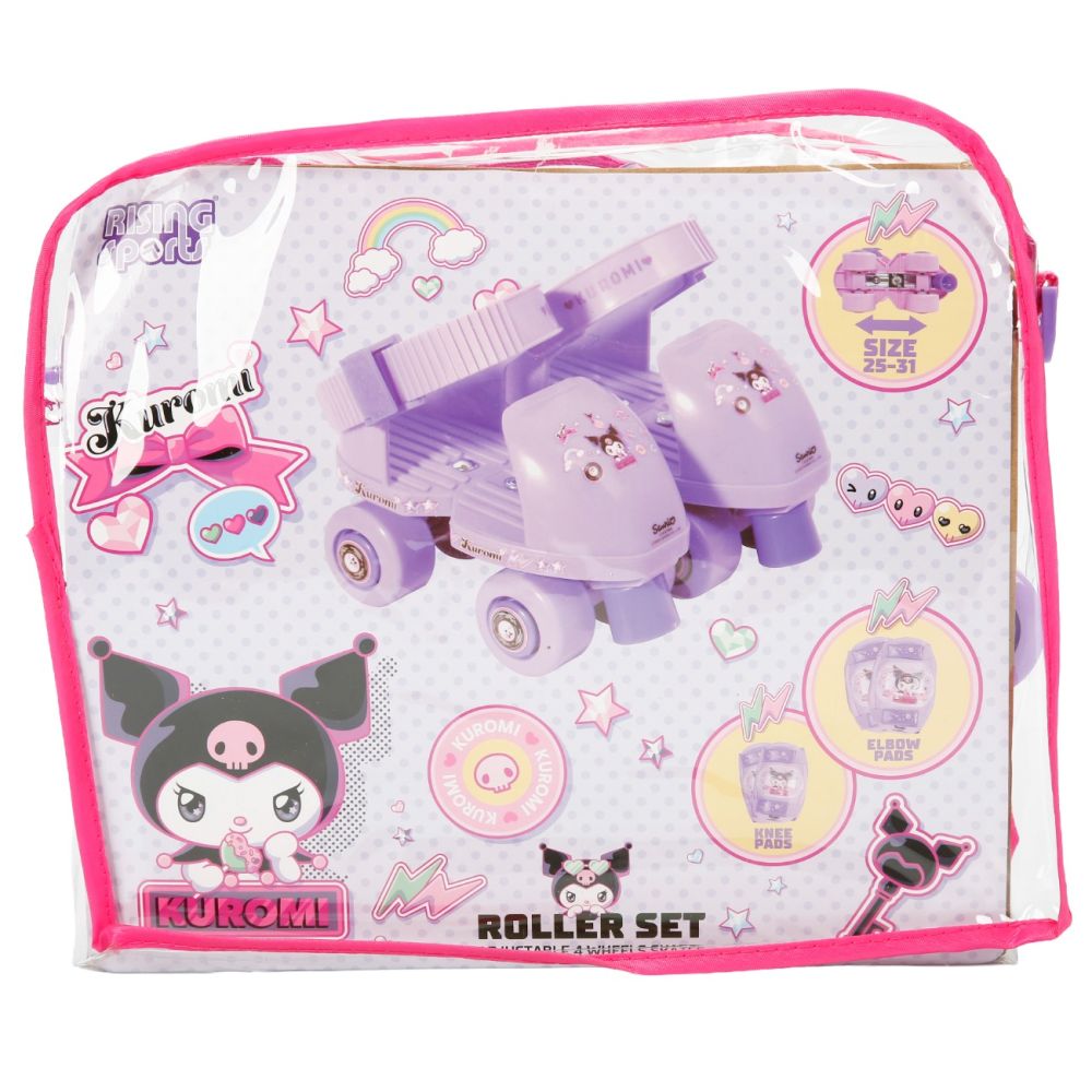 Set patine cu rotile si protectii, Rising Sports, Kuromi, Marime 25-31, Mov