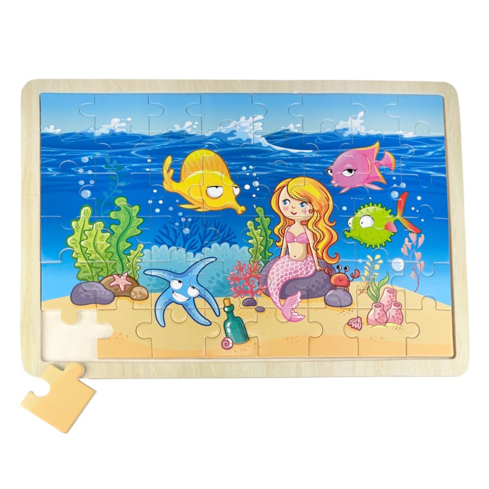 Puzzle din lemn, Sirena, 48 piese