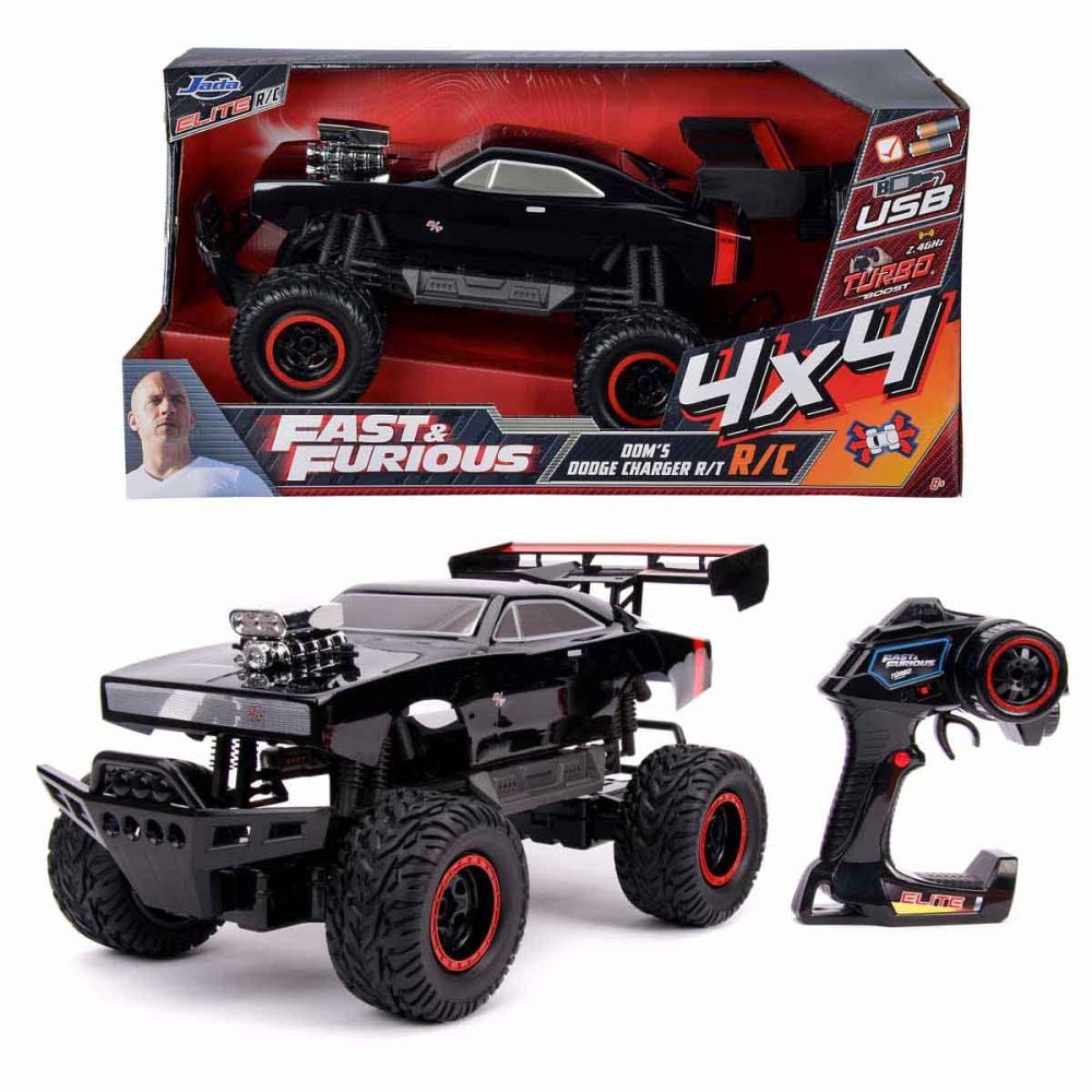 Masina cu telecomanda, Jada, Fast And Furious, Doms Dodge Charger R/T 4X4, 1:12