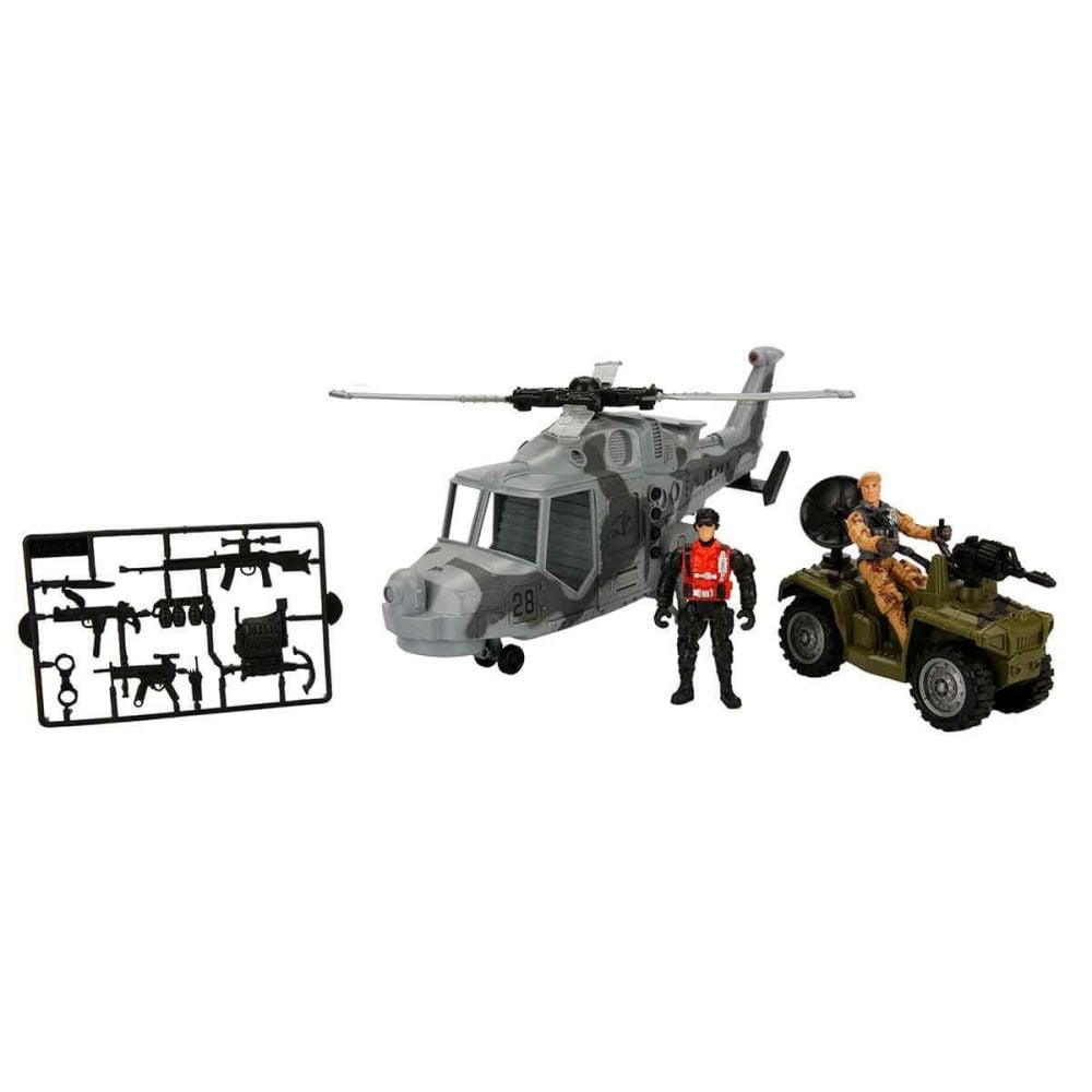 Set vehicule militare cu figurine, Hero Combat, Elicopter si ATV