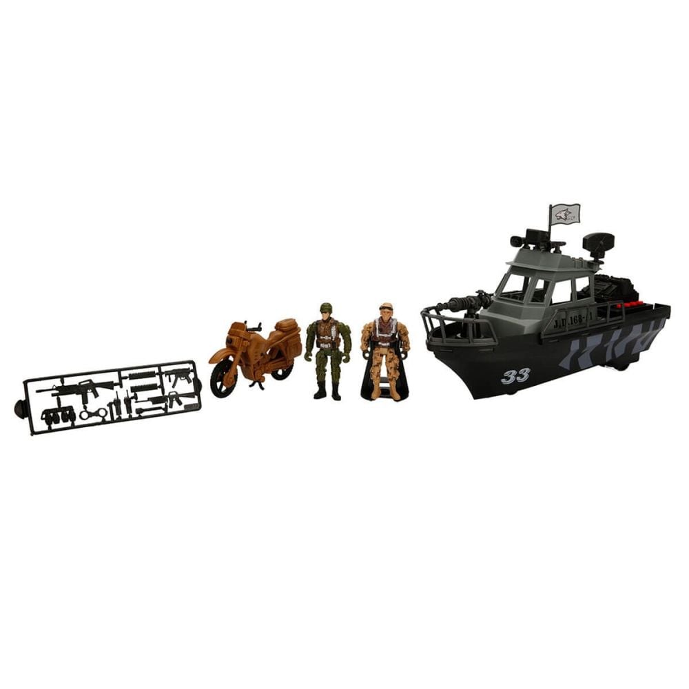Set nava militara si motocicleta cu figurine, Hero Combat