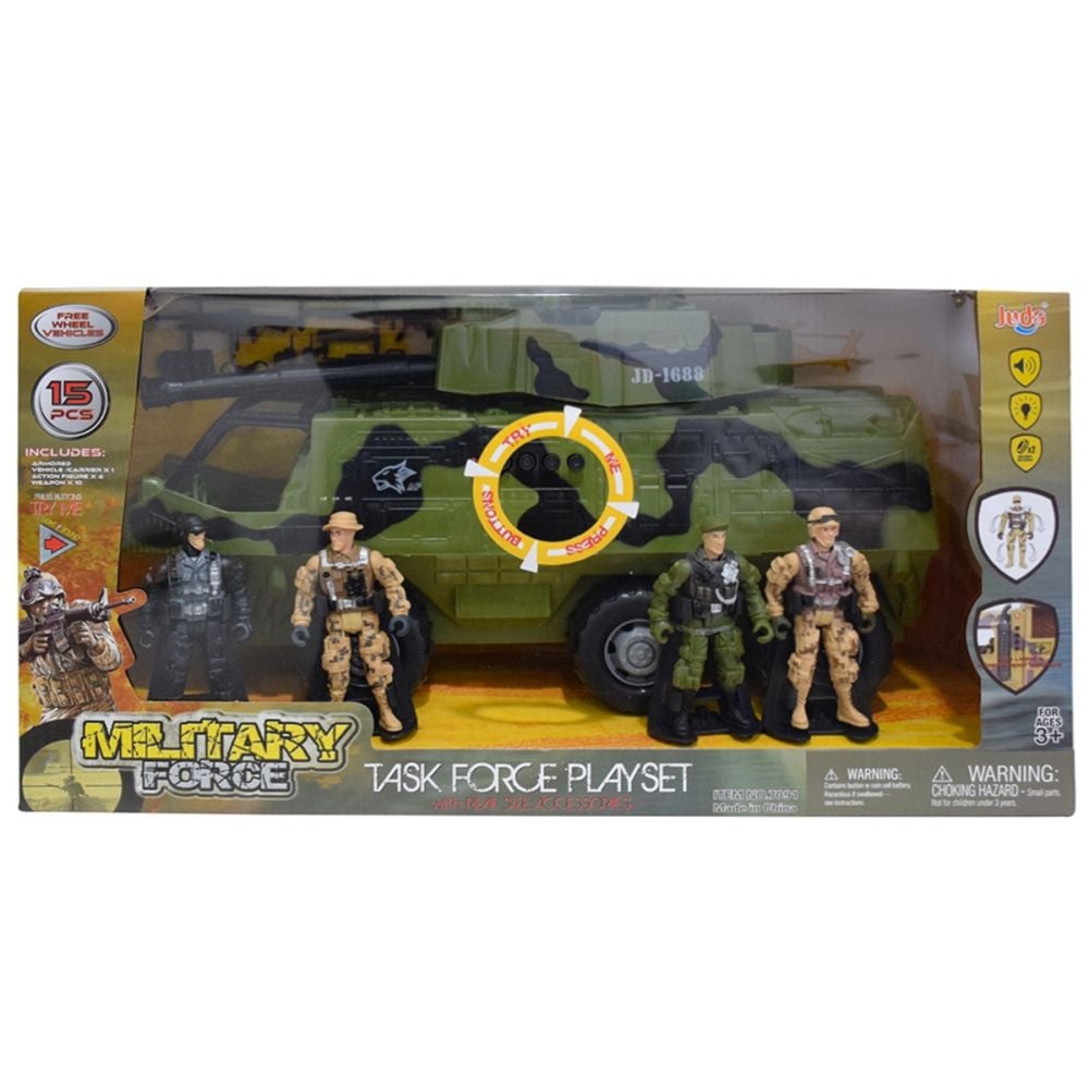 Vehicul militar si 4 figurine, Hero Combat, Tanc, 15 piese
