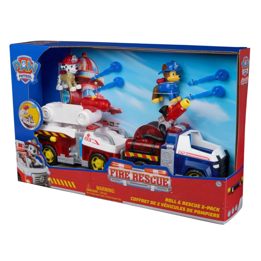 Set de joaca cu 2 vehicule de pompieri, Paw Patrol, Fire Rescue, 6073471