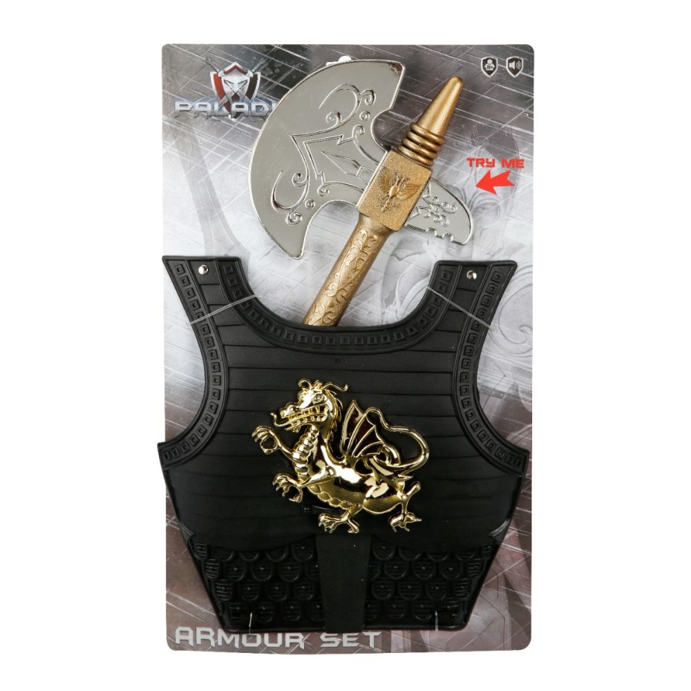 Set pentru cavaler, topor si armura cu lumini si sunete, Paladin