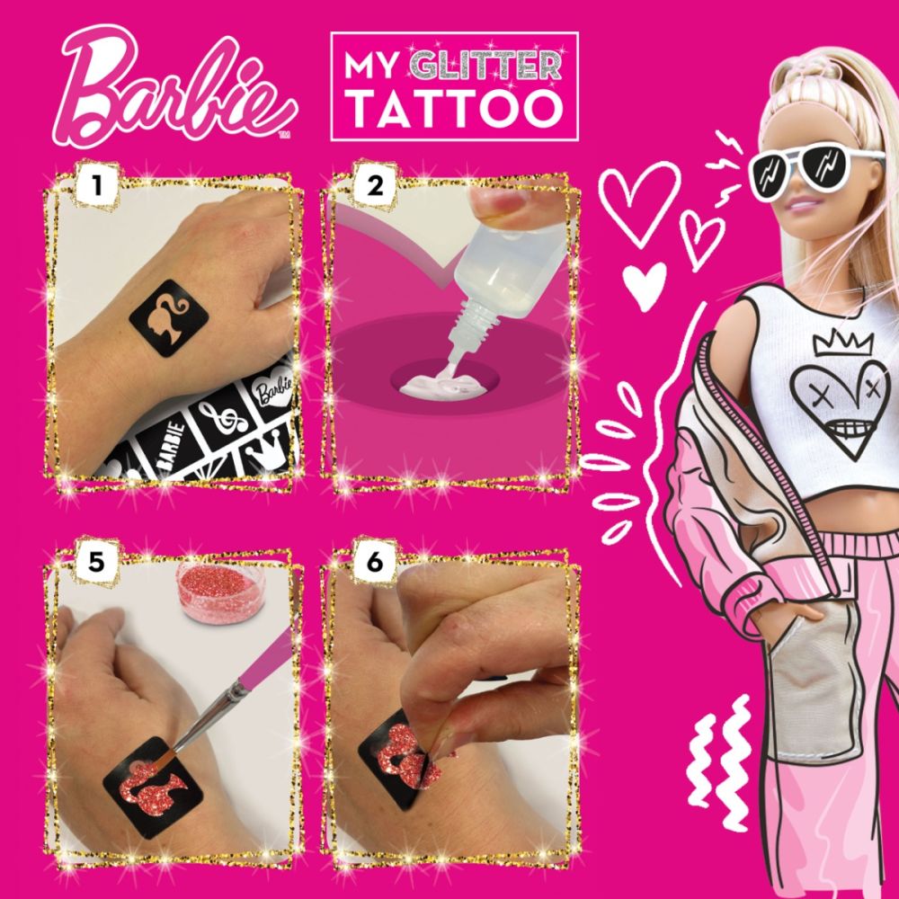 Set de tatuaje cu sclipici Lisciani, Barbie