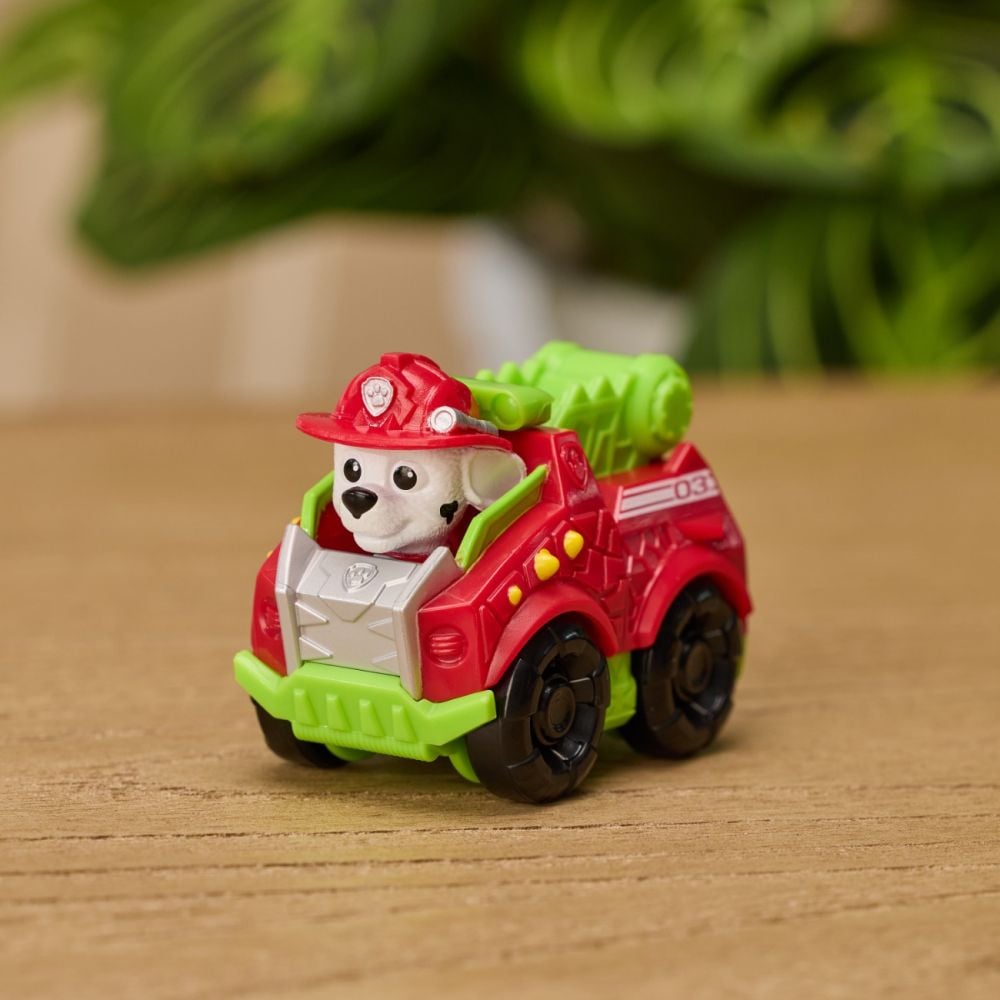 Mini vehicul cu figurina, Paw Patrol the Dino Movie, Pup Squad Racers, Marshall, 20157135