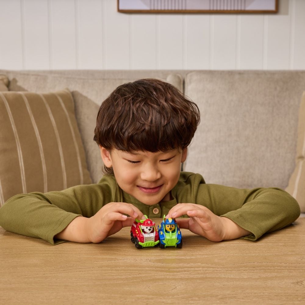 Mini vehicul cu figurina, Paw Patrol the Dino Movie, Pup Squad Racers, Marshall, 20157135
