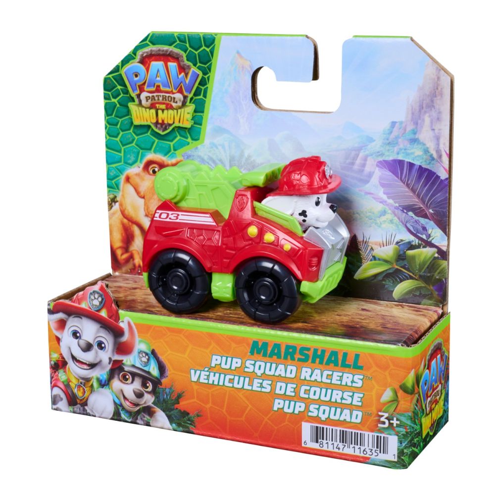 Mini vehicul cu figurina, Paw Patrol the Dino Movie, Pup Squad Racers, Marshall, 20157135
