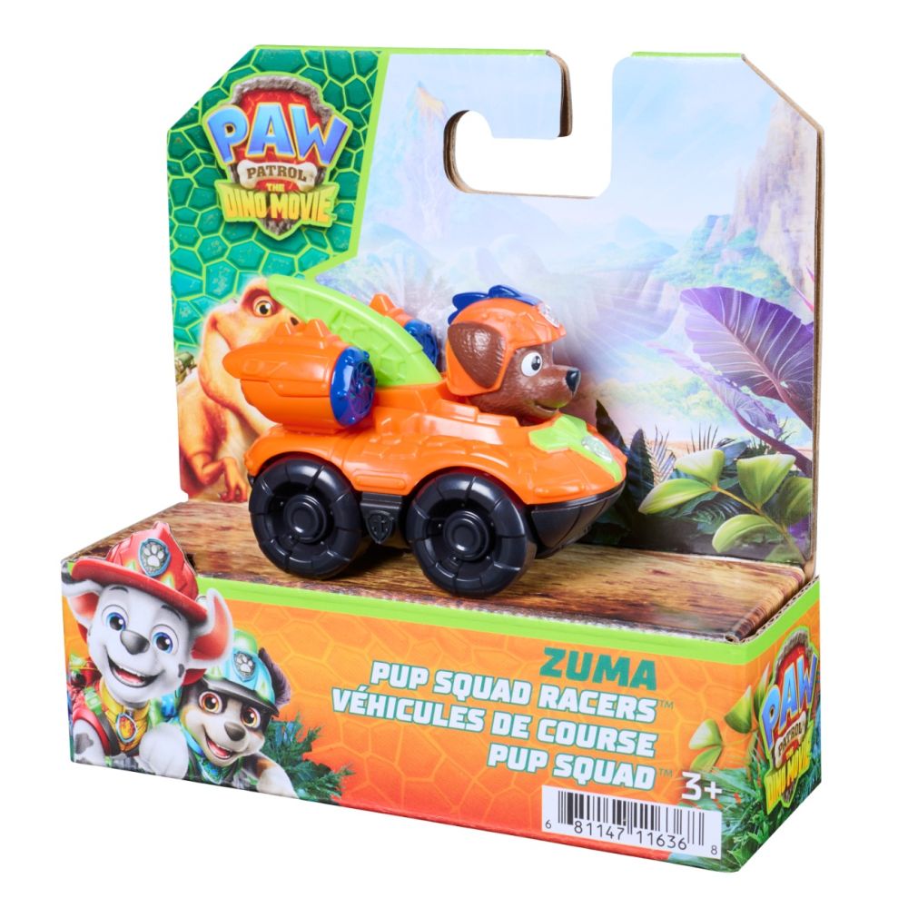 Mini vehicul cu figurina, Paw Patrol the Dino Movie, Pup Squad Racers, Zuma, 20157136