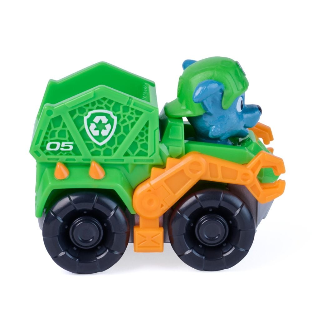 Mini vehicul cu figurina, Paw Patrol the Dino Movie, Pup Squad Racers, Rocky, 20157137