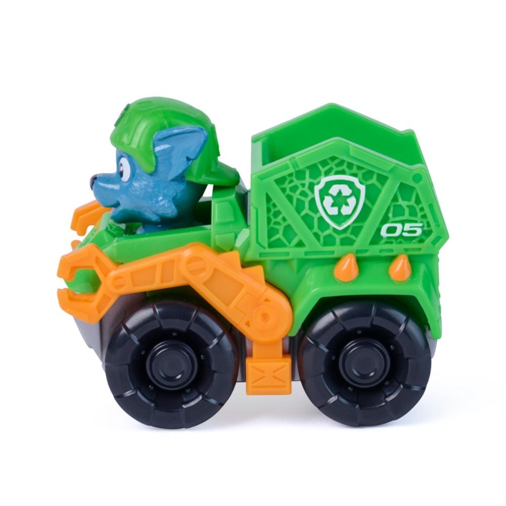 Mini vehicul cu figurina, Paw Patrol the Dino Movie, Pup Squad Racers, Rocky, 20157137