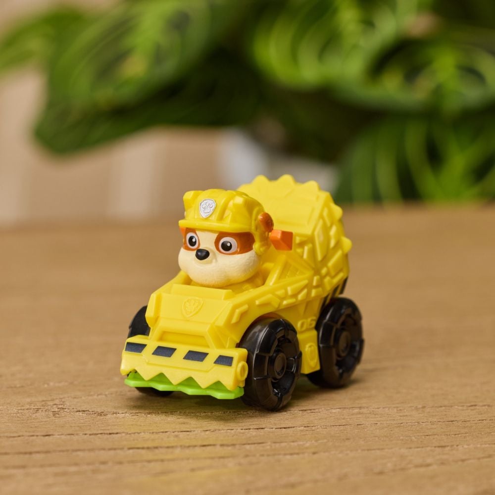Mini vehicul cu figurina, Paw Patrol the Dino Movie, Pup Squad Racers, Rubble, 20157138