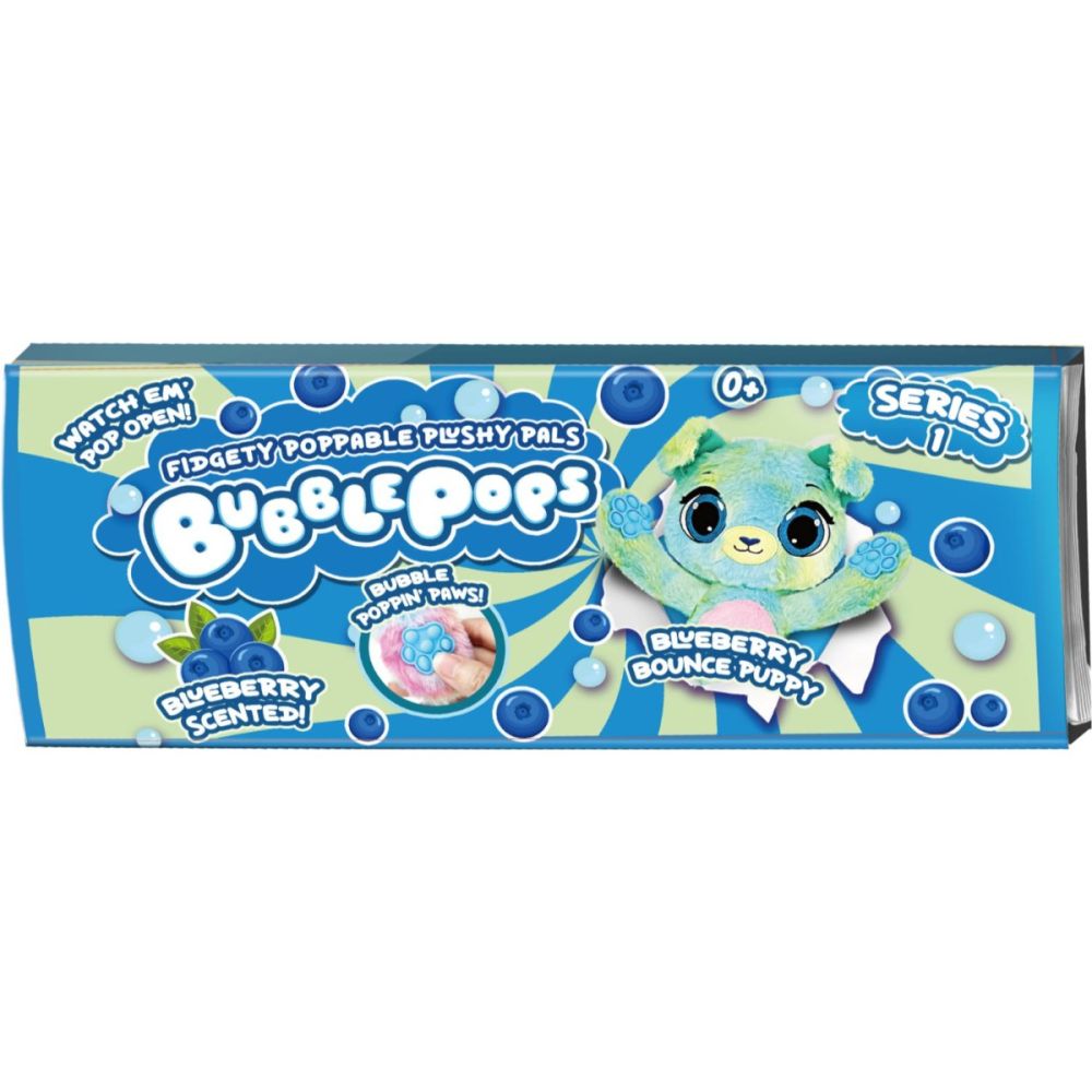 Jucarie de plus parfumata, Bubble Pops, S1, Blueberry Bounce Puppy, 34 cm