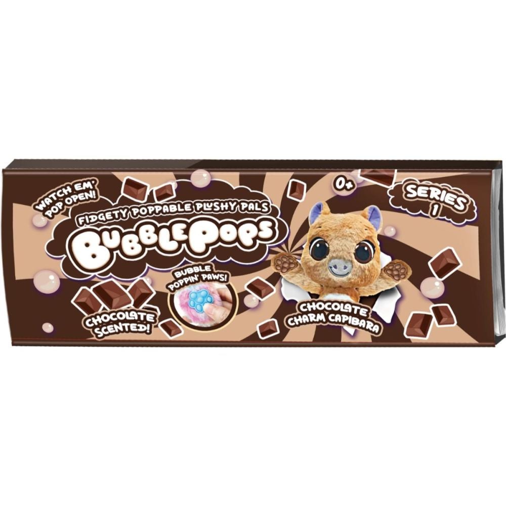 Jucarie de plus parfumata, Bubble Pops, S1, Chocolate Charm Capibara, 34 cm