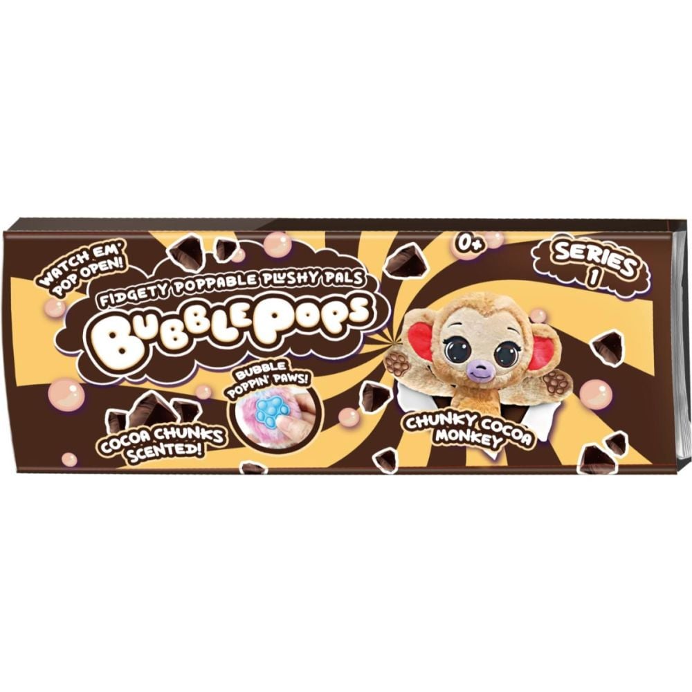 Jucarie de plus parfumata, Bubble Pops, S1, Chunky Cocoa Monkey, 34 cm