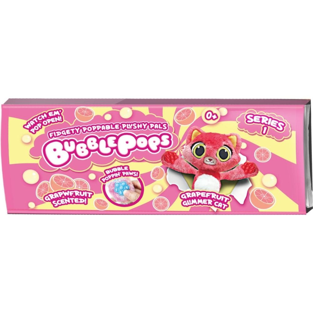 Jucarie de plus parfumata, Bubble Pops, S1, Grapefruit Glimmer Cat, 34 cm