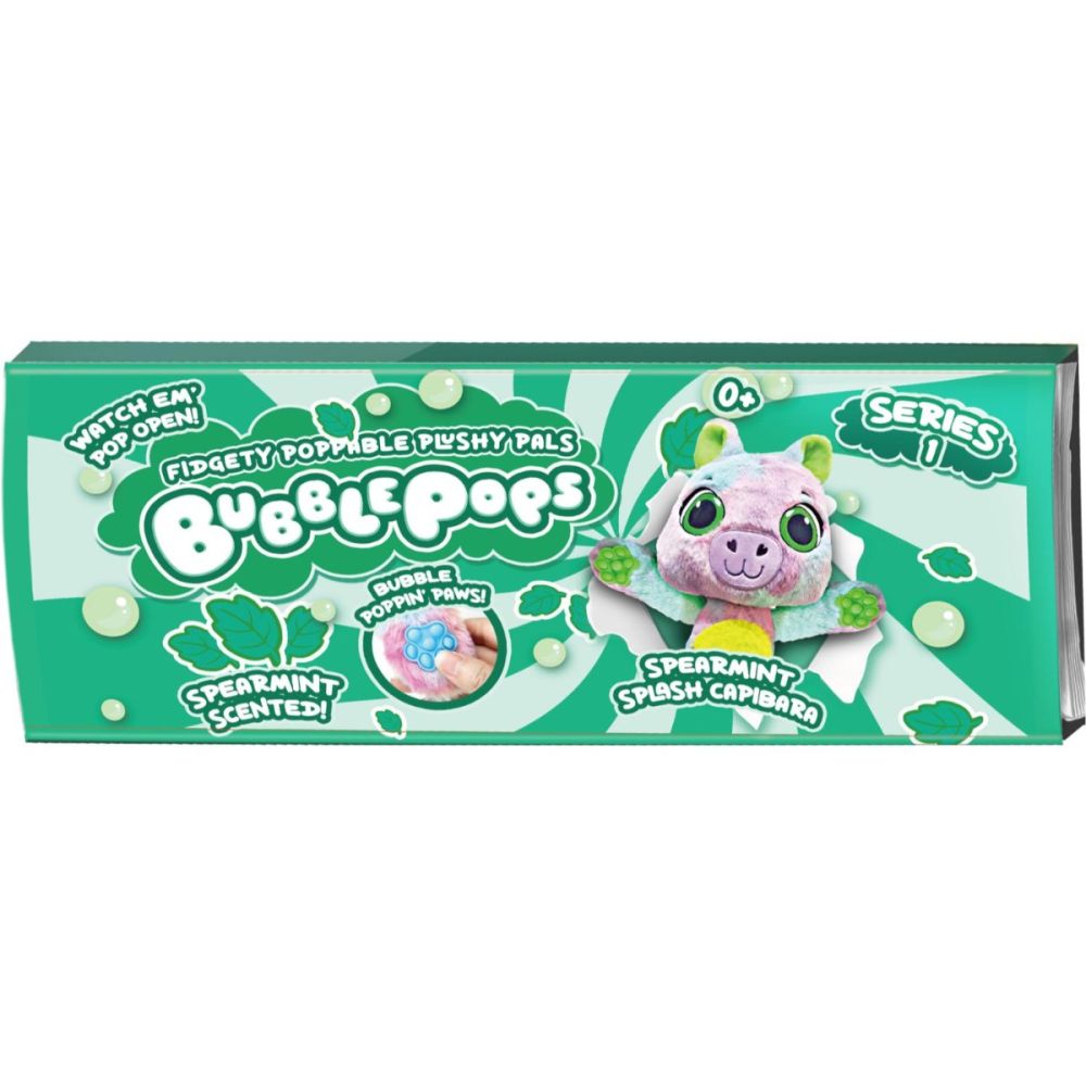 Jucarie de plus parfumata, Bubble Pops, S1, Spearmint Splash Capibara, 34 cm