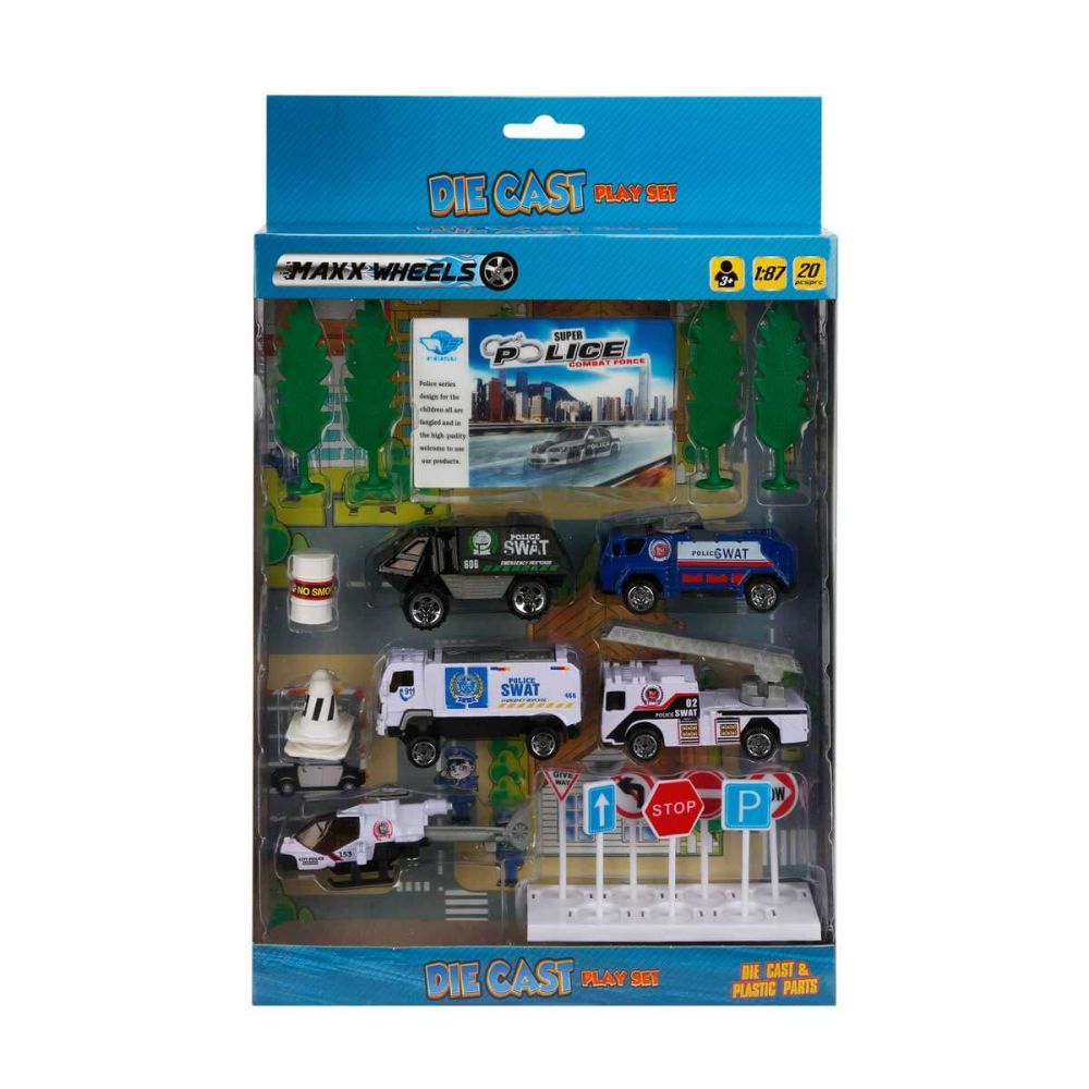 Set de joaca cu vehicule utilitare, Maxx Wheels, 20 piese