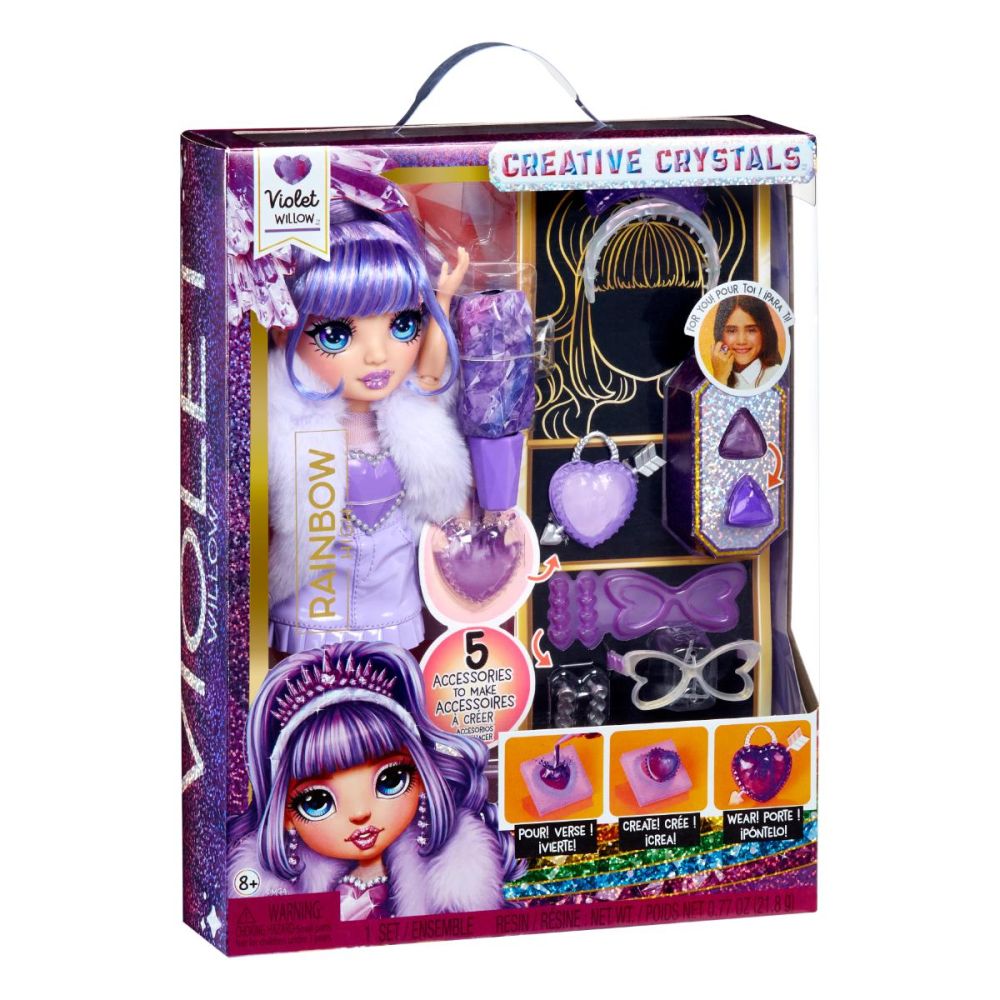 Papusa Rainbow High, Creative Crystals, Violet Willow, 121404EUC