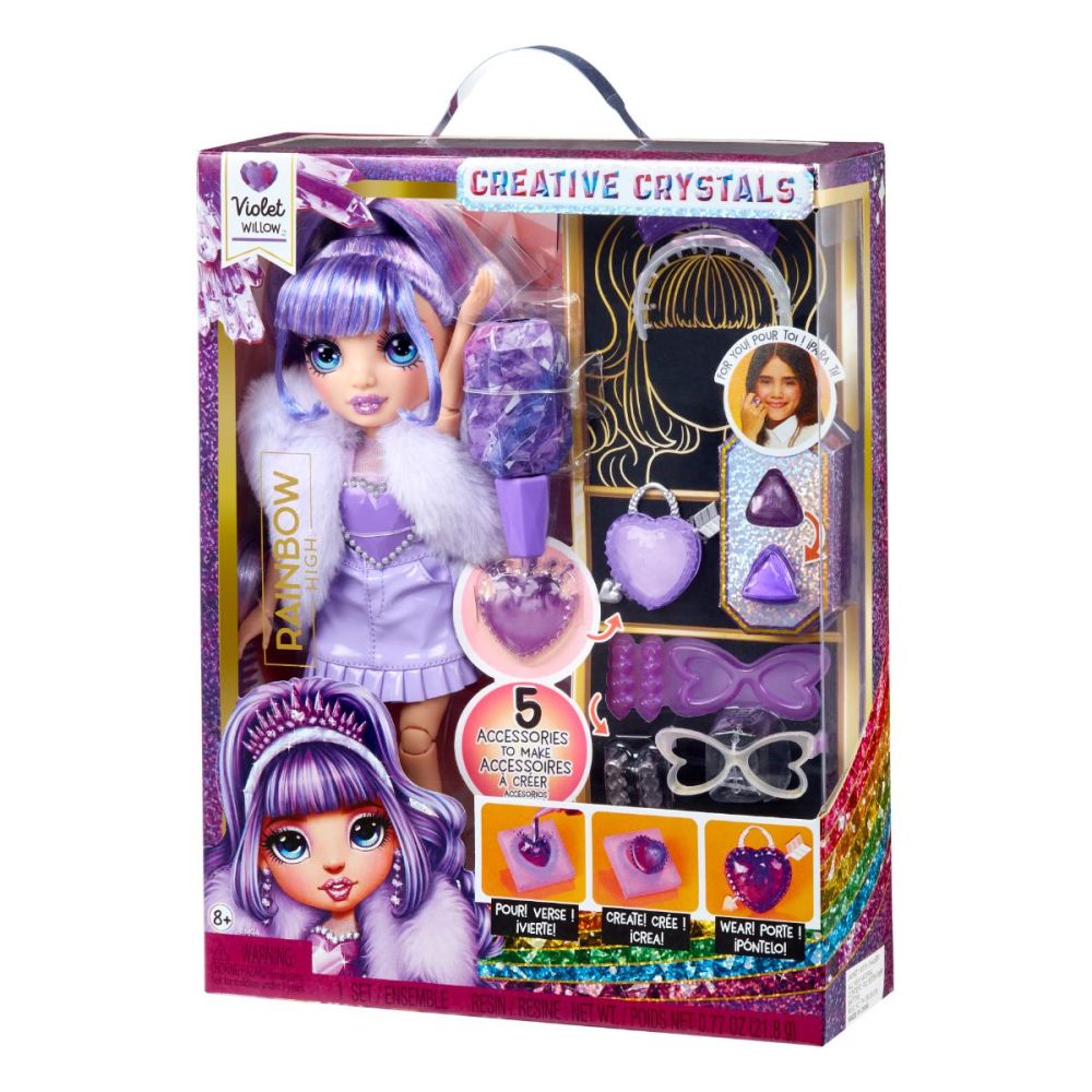 Papusa Rainbow High, Creative Crystals, Violet Willow, 121404EUC