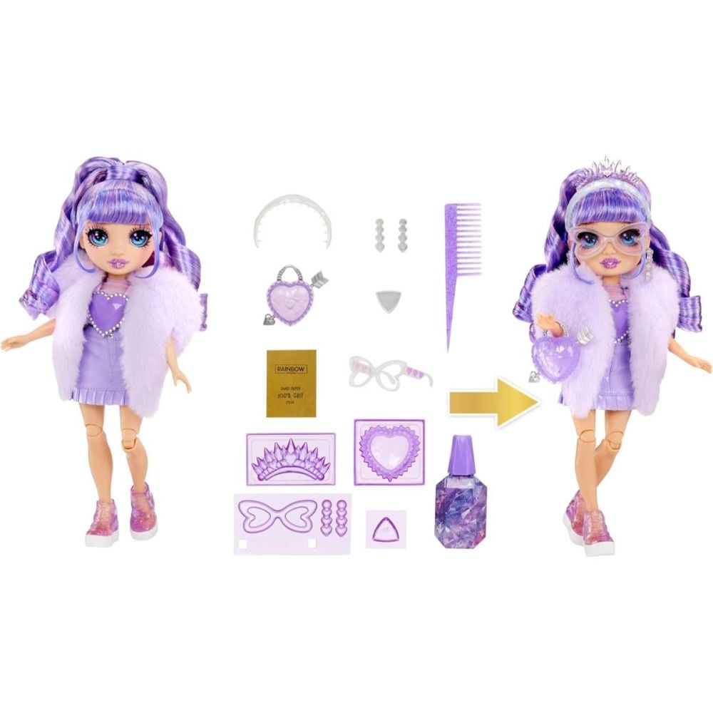 Papusa Rainbow High, Creative Crystals, Violet Willow, 121404EUC
