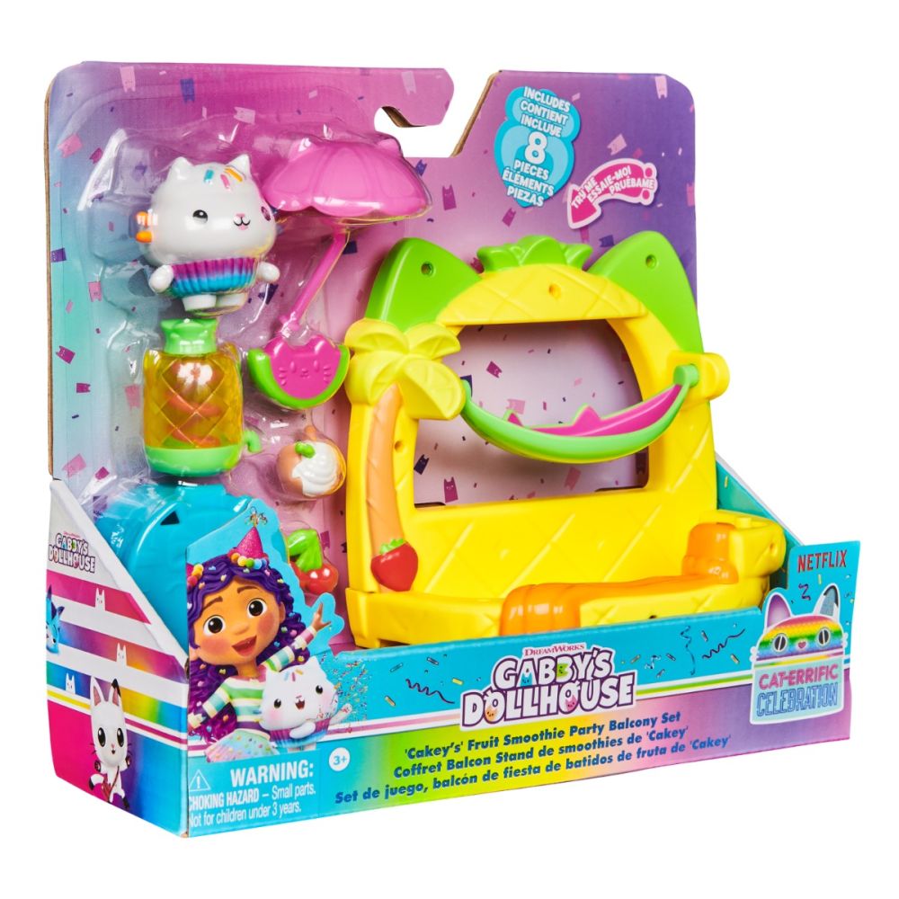 Set de joaca cu figurina, Gabbys Dollhouse, Cakeys Fruit Smoothie Party Balcony, 20146520