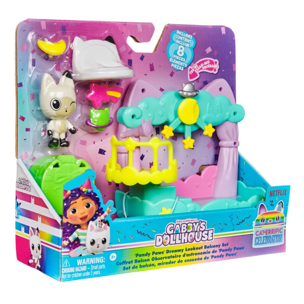 Set de joaca cu figurina, Gabbys Dollhouse, Pandy Paws Dreamy, Lookout Balcony, 20146519