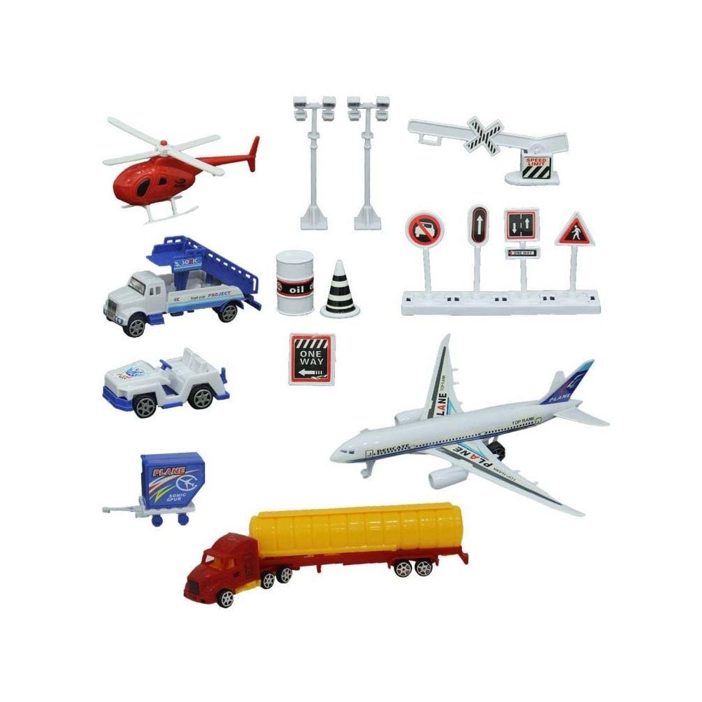 Set vehicule aeroport, Maxx Wheels, 14 piese
