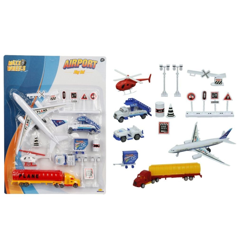 Set vehicule aeroport, Maxx Wheels, 14 piese