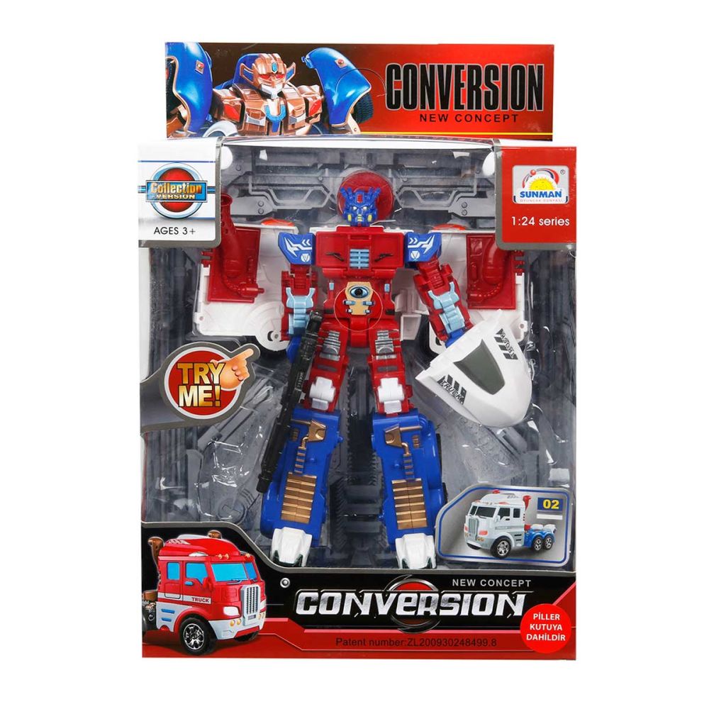 Robot transformabil in camion cu sunete si lumini, 22 cm