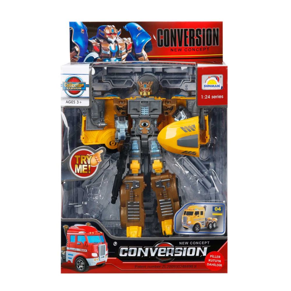 Robot transformabil in camion cu sunete si lumini, 22 cm