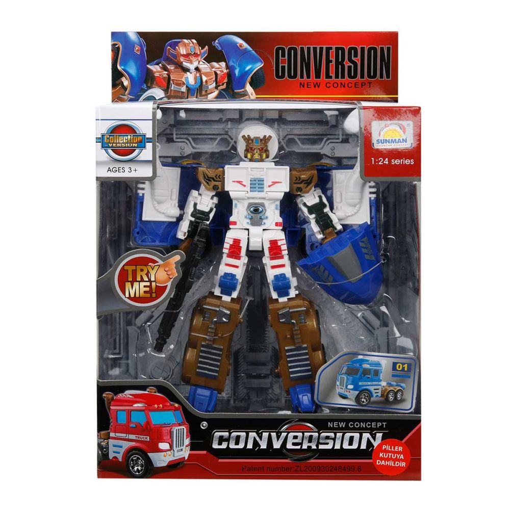 Robot transformabil in camion cu sunete si lumini, 22 cm