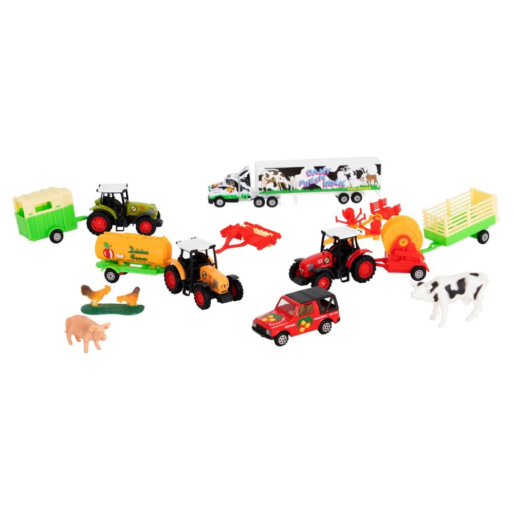 Set de joaca vehicule pentru ferma, Maxx Wheels, 14 piese