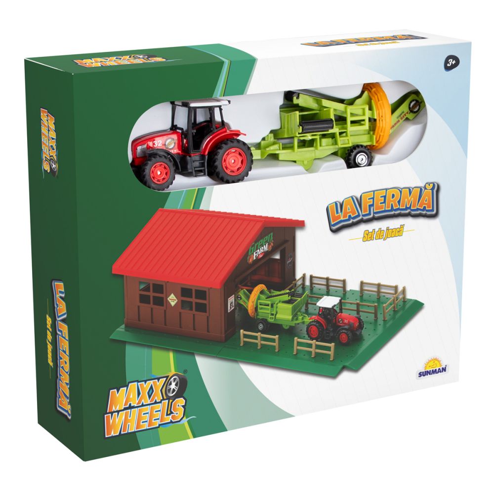Set tractor cu garaj la ferma, Maxx Wheels